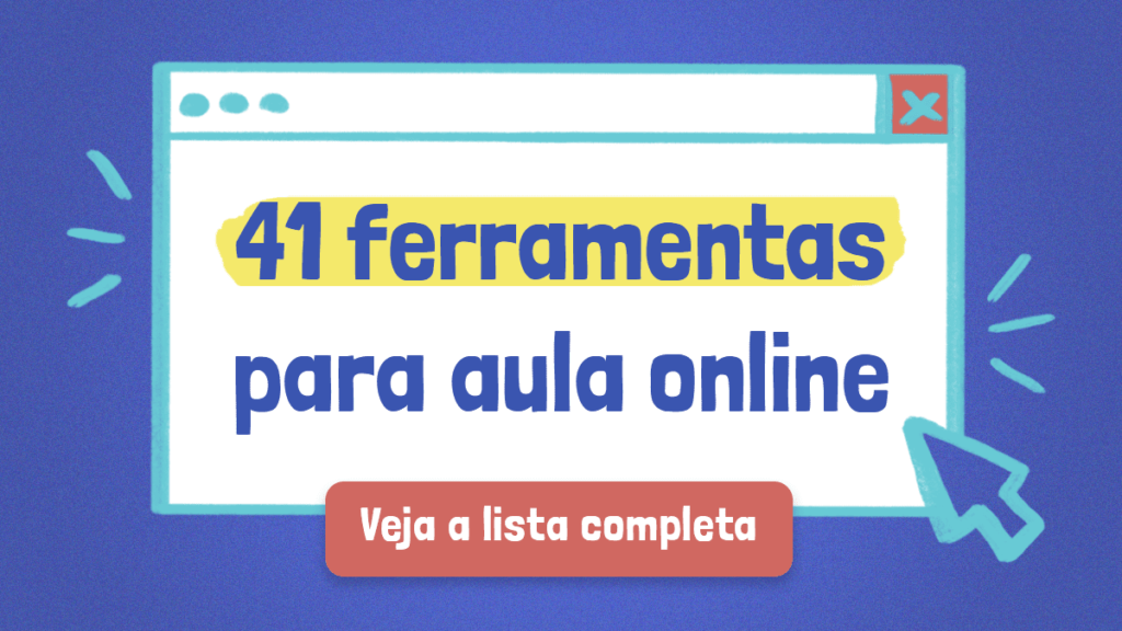 Banner oferendo ferramentas para aulas online, clique para baixar a lista com 41 delas.