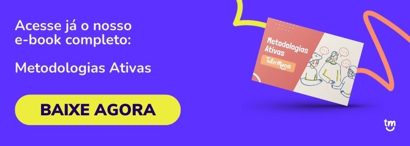 Banner com a capa do E-book do TutorMundi sobre o Guia das Metodologias Ativas para ajudar escolas a se revolucionarem com o uso da aprendizagem ativa.