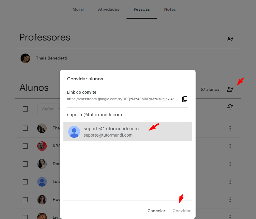 Como convidar alunos por e-mail no google classroom